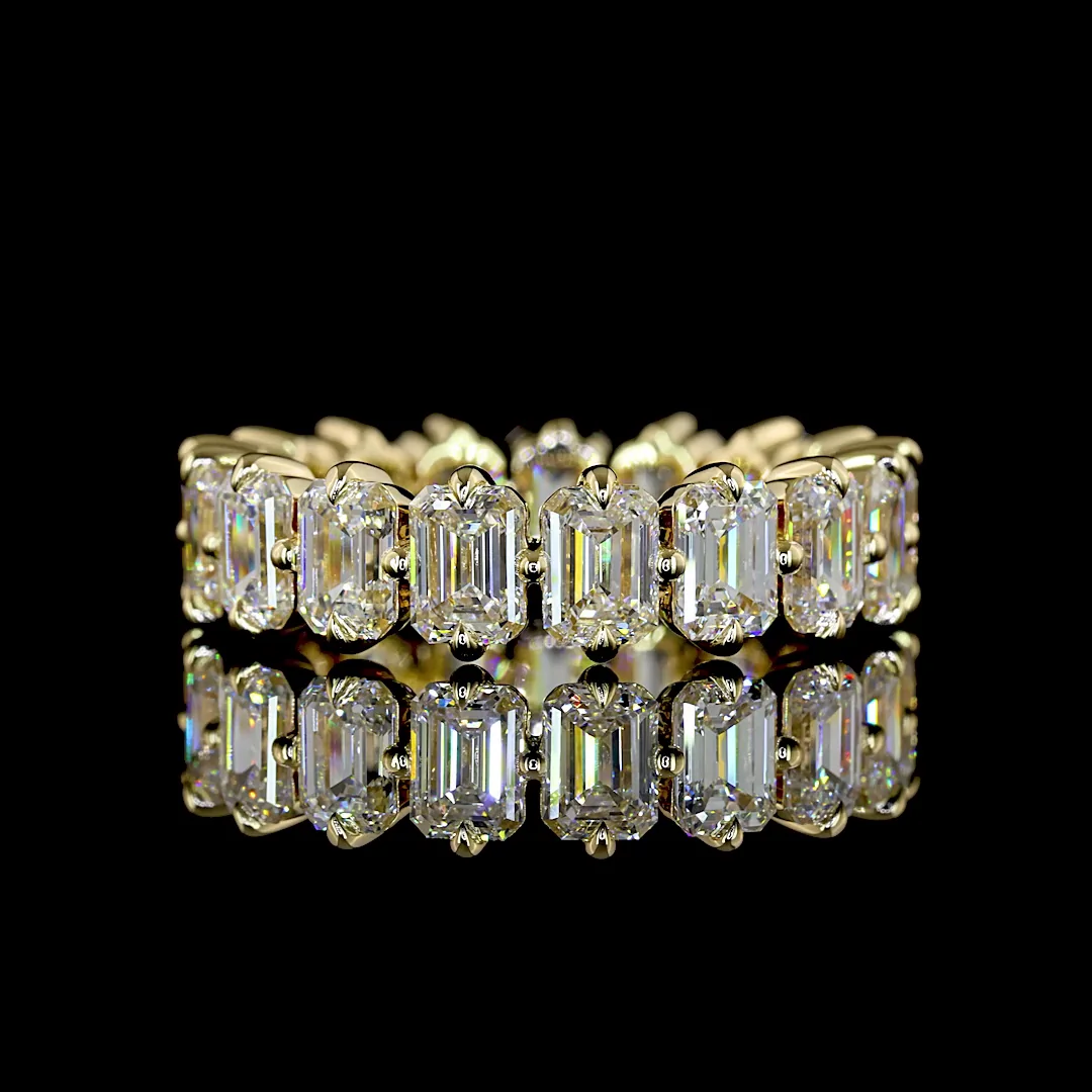 4.34 Cts 14k Yellow Gold Emerald Shape Eternity Band Eternity Band
