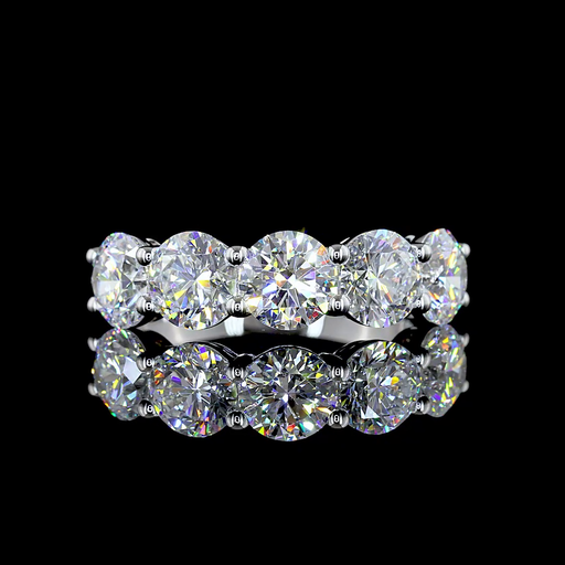 [EB14W5RD300P] 3 Cts 14k White Gold Round Shape 5 Stones Eternity Band