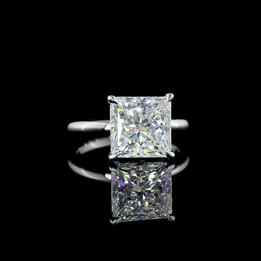 [RG14WSOPR500P] 5.23 Cts 14k White Gold Princess Shape Solitaire Ring