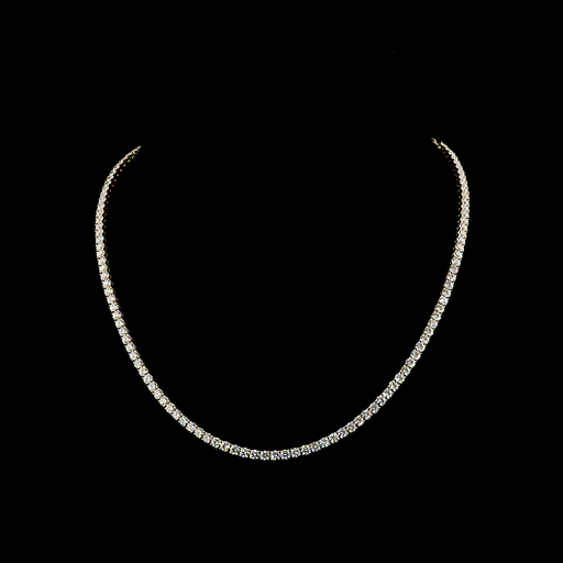 [NK14YTSRD1050P] 10.8 Cts 14k Yellow Gold Round Shape Tennis Necklace