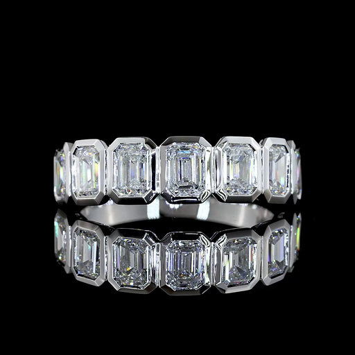 [EB14W7EM175BNS] 1.93 Cts 14k White Gold Emerald Shape 7 Stones Eternity Band