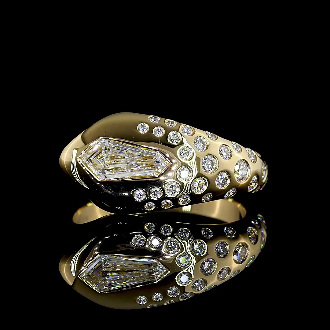 0.98 Cts 14k Yellow Gold Mix Shape Special Ring