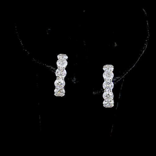 [ER14WCHPRD300P] 3.01 Cts 14k White Gold Round Shape C Hoops Earring