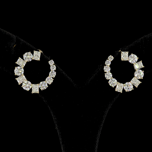 [ER18YCW500P] 5.31 Cts 18k Yellow Gold Mix Shape Crawler Earring