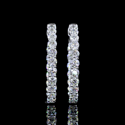 [ER14WHPRD300P] 3.31 Cts 14k White Gold Round Shape Hoops Earring