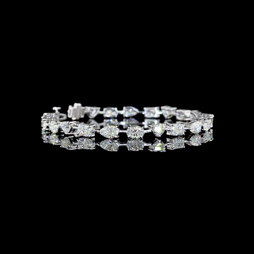 [BC14WST950PEW] 9.92 Cts 14k White Gold Mix Shape Station Bracelet