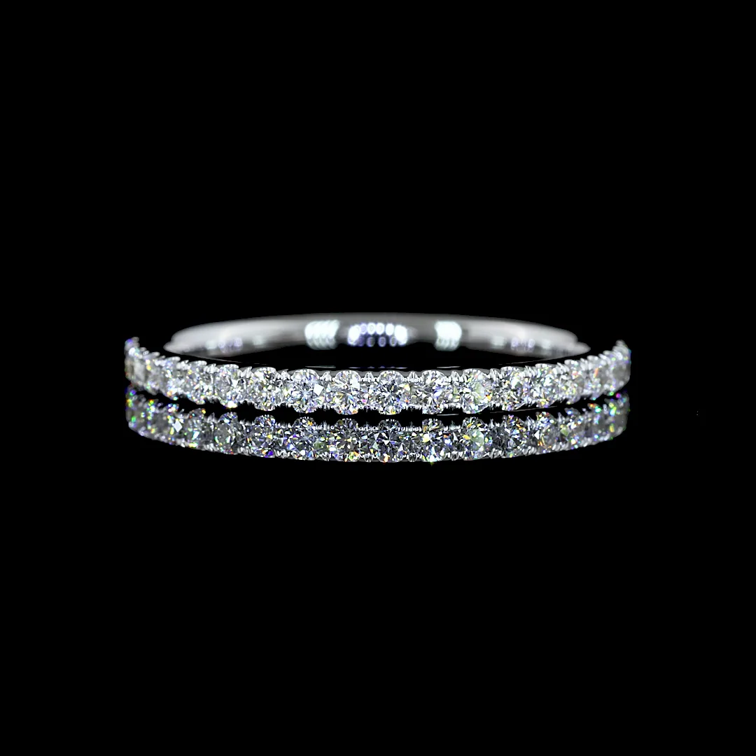 0.37 Cts 14k White Gold Round Shape Half Eternity Eternity Band