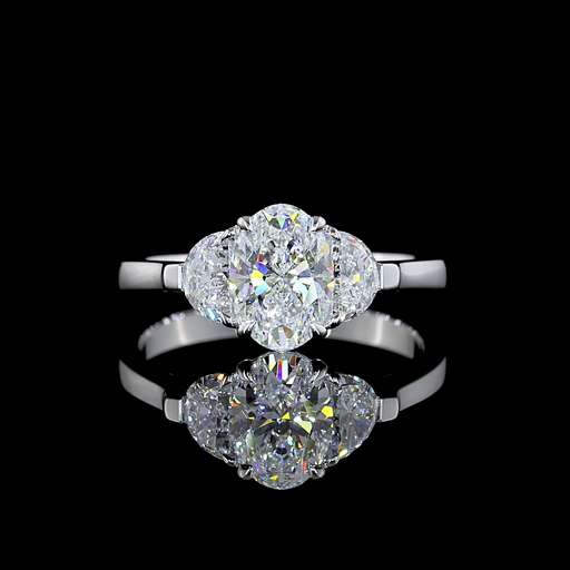 [RG14W3OV150HMPNS] 1.54 Cts 14k White Gold Oval Shape 3 Stones Ring