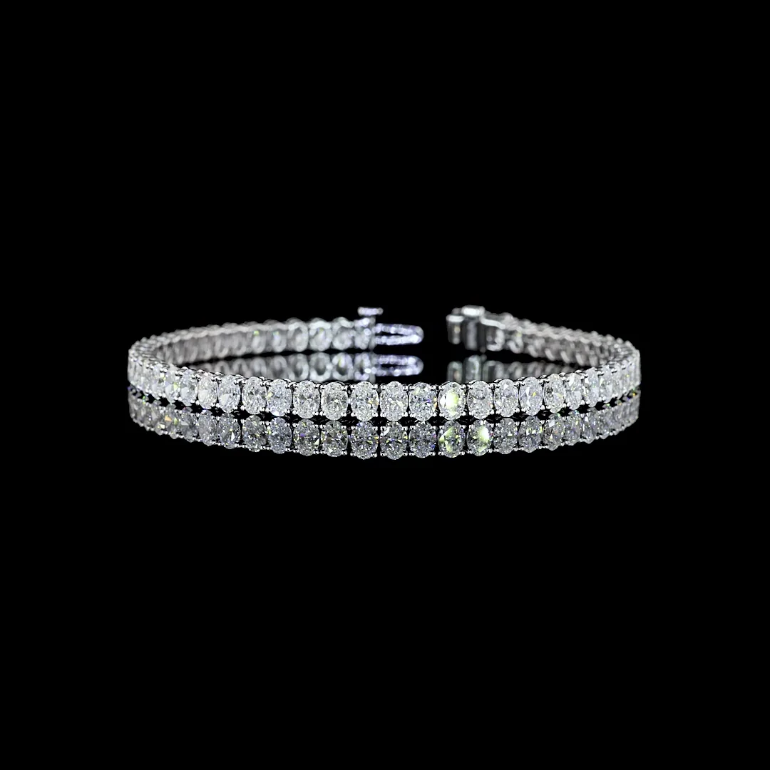 8.68 Cts 14k White Gold Oval Shape Tennis Bracelet