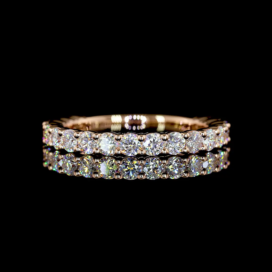 0.82 Cts 14k Rose Gold Round Shape 3/4 Band Eternity Band