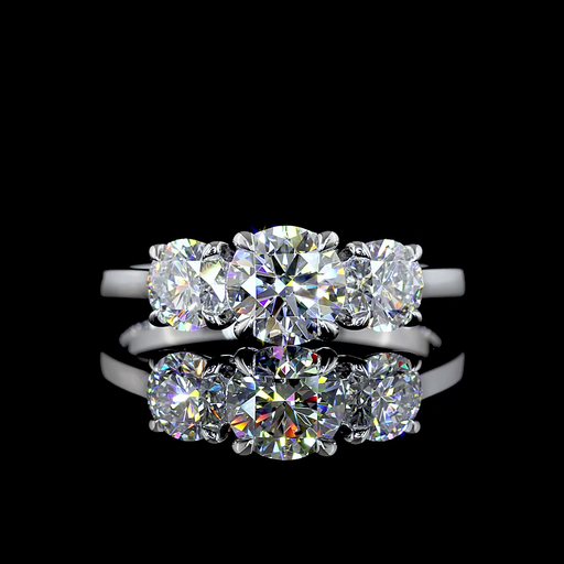 [RG14W3RD150RDP] 1.54 Cts 14k White Gold Round Shape 3 Stones Ring