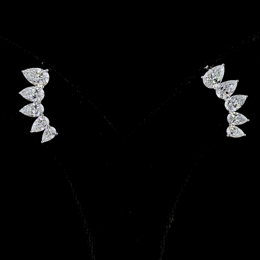 [ER14WCWPS250PSPNS] 2.68 Cts 14k White Gold Pear Shape Crawler Earring