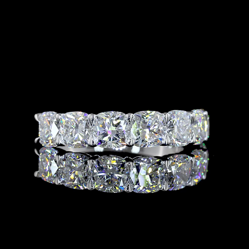 [EB14W7SCB300P] 3.21 Cts 14k White Gold Square Cushion Brilliant Shape 7 Stones Eternity Band