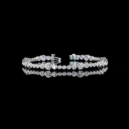 [BC14WSLTRD400RDB] 4.17 Cts 14k White Gold Round Shape Station Line Tennis Bracelet