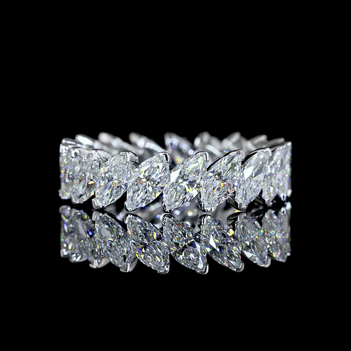 [EB14WMQ300PIN] 3.08 Cts 14k White Gold Marquise Shape Eternity Band Eternity Band