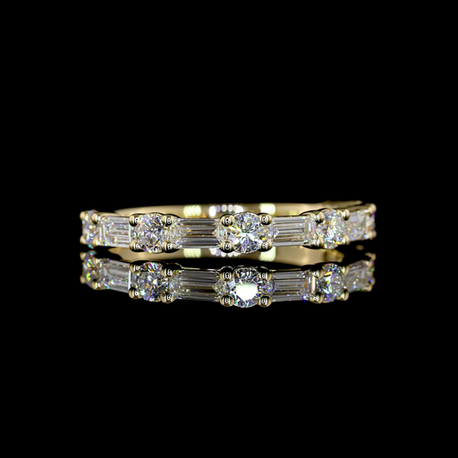 [EB14YHF90PEW] 0.93 Cts 14k Yellow Gold Mix Shape Half Eternity Eternity Band