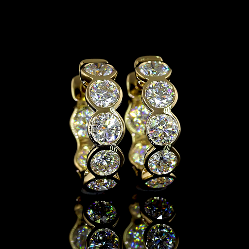[ER14YHGRD200B] 2 Cts 14k Yellow Gold Round Shape Huggies Earring