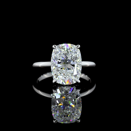 [RG14WHHBECU500RDPNS] 5.13 Cts 14k White Gold Cushion Brilliant Shape Hidden Halo Ring