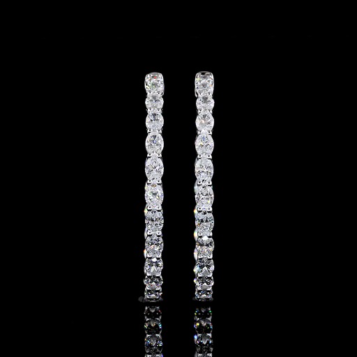 [ER14WHPOV400PNS] 4.42 Cts 14k White Gold Oval Shape Hoops Earring