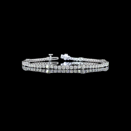 [BC14WSLTRD350RDP] 3.81 Cts 14k White Gold Round Shape Station Line Tennis Bracelet