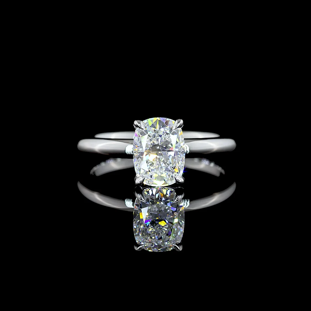 1.52 Cts 14k White Gold Cushion Brilliant Shape Solitaire Ring