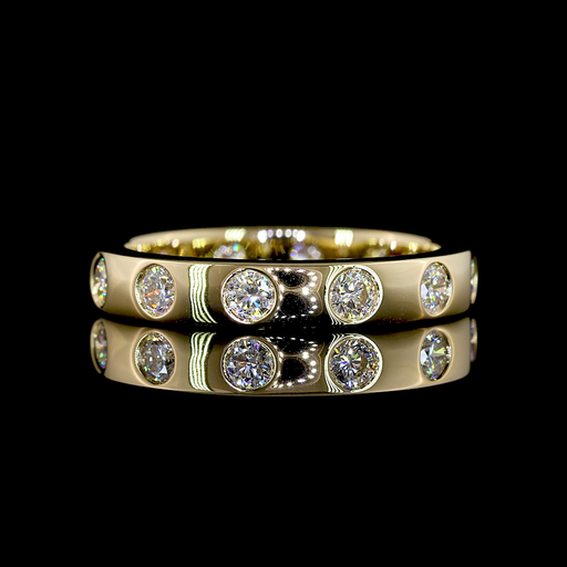 [EB14YRD75F] 0.77 Cts 14k Yellow Gold Round Shape Eternity Band Eternity Band