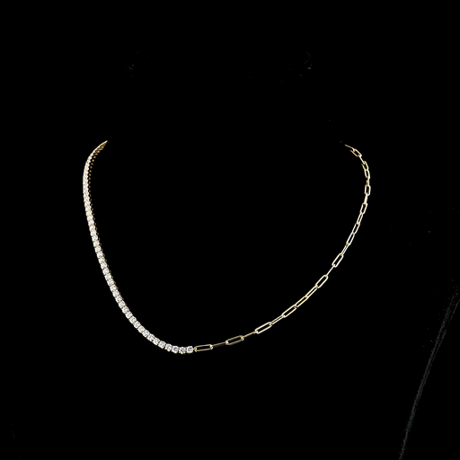[NK14YTSRD500P] 5.04 Cts 14k Yellow Gold Round Shape Tennis Necklace