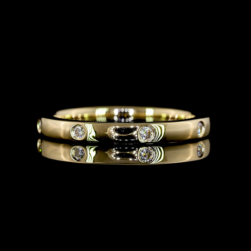 [EB14YRD10B] 0.14 Cts 14k Yellow Gold Round Shape Eternity Band Eternity Band