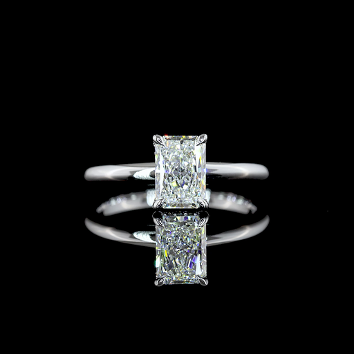 [RG14WHHRAD100RDPNS] 1.05 Cts 14k White Gold Radiant Shape Hidden Halo Ring