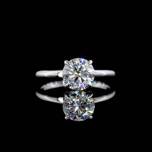 [RG14WHHRD150RDP] 1.56 Cts 14k White Gold Round Shape Hidden Halo Ring