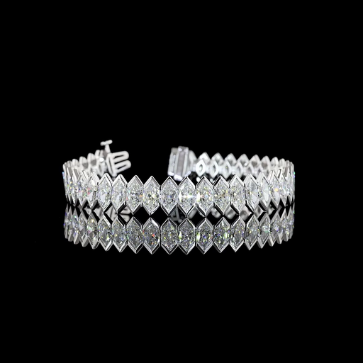 [BC14WTSANMQ1550HBNS] 22.26 Cts 14k White Gold Antique Marquise Shape Tennis Bracelet
