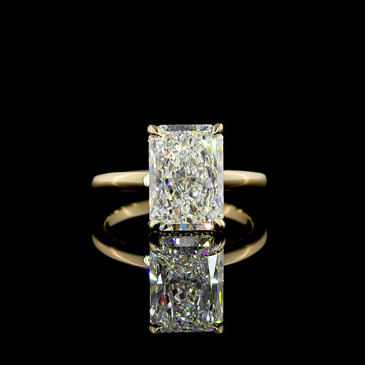 [RG14YHHRAD400RDPNS] 4.21 Cts 14k Yellow Gold Radiant Shape Hidden Halo Ring