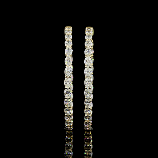 [ER14YHPOV550PNS] 5.61 Cts 14k Yellow Gold Oval Shape Hoops Earring