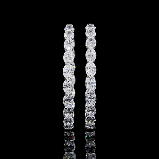 [ER14WHPOV1100PNS] 11.49 Cts 14k White Gold Oval Shape Hoops Earring
