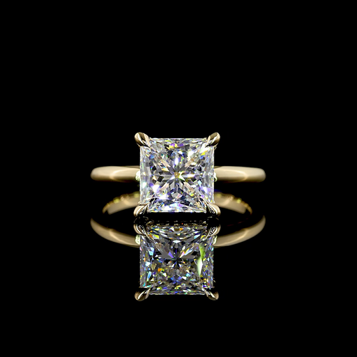 [RG14YHHPR300RDP] 3.18 Cts 14k Yellow Gold Princess Shape Hidden Halo Ring