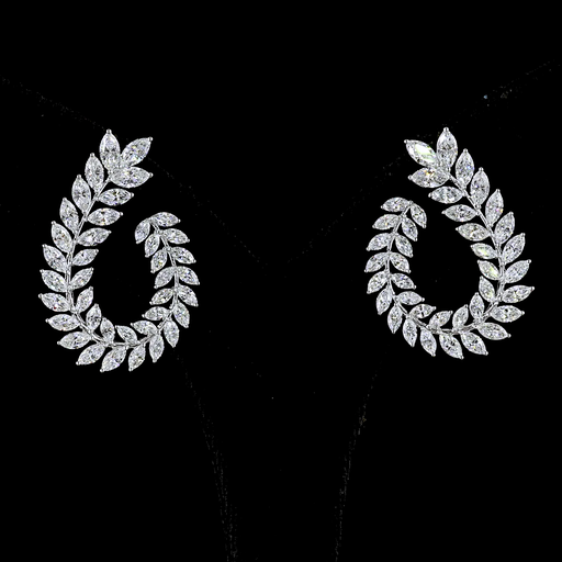 [ER14WCWMQ500PIN] 5.44 Cts 14k White Gold Marquise Shape Crawler Earring