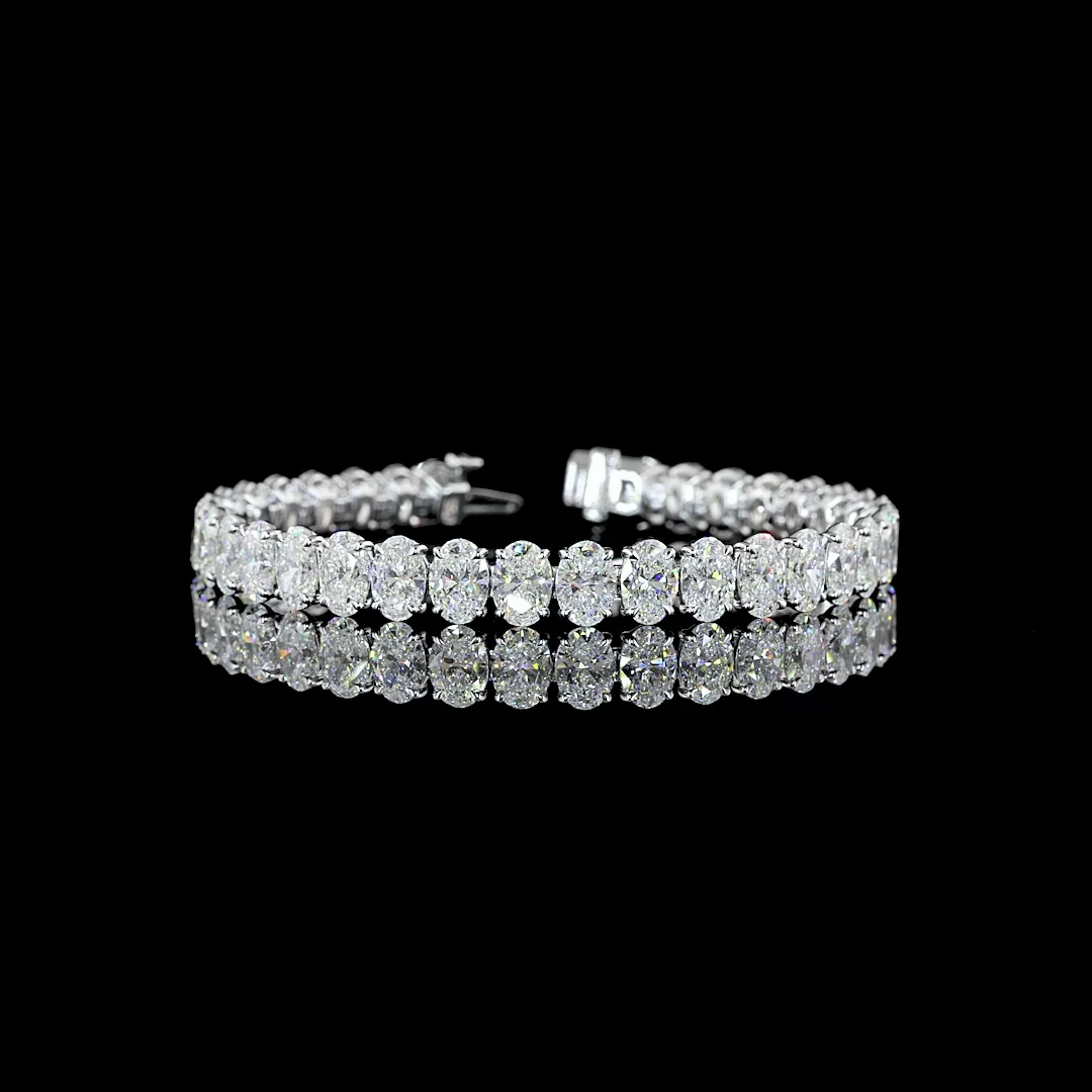 25.45 Cts 14k White Gold Oval Shape Tennis Bracelet