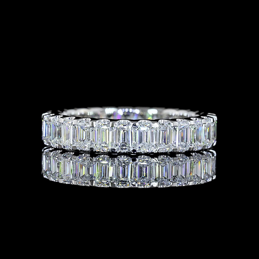 [EB14WEM250UPNS] 2.62 Cts 14k White Gold Emerald Shape Eternity Band Eternity Band
