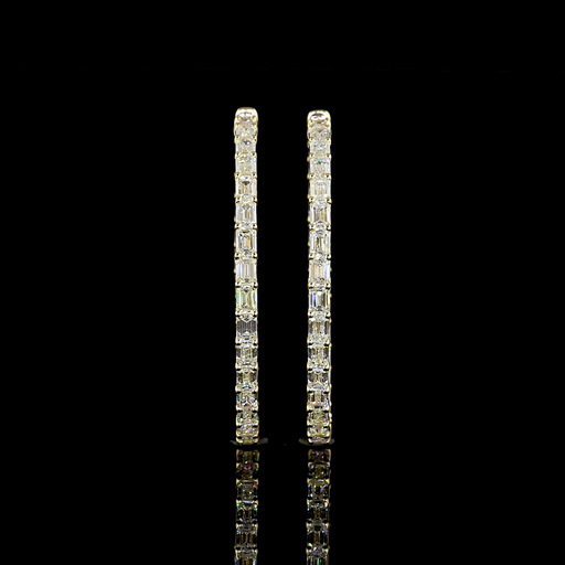 [ER14YHPEM600PNS] 6.4 Cts 14k Yellow Gold Emerald Shape Hoops Earring