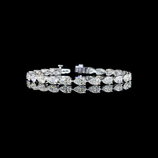 [BC14WTSPS1200PEW] 12.24 Cts 14k White Gold Pear Shape Tennis Bracelet