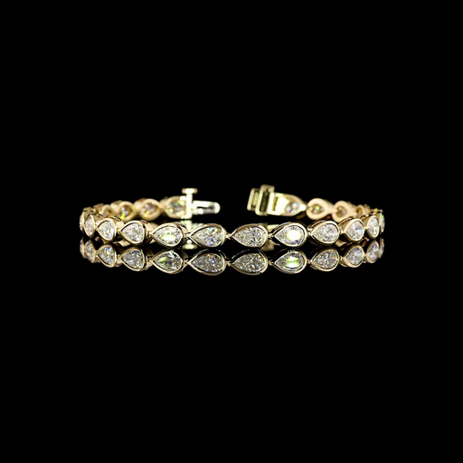 [BC14YTSPS750BEW] 7.62 Cts 14k Yellow Gold Pear Shape Tennis Bracelet