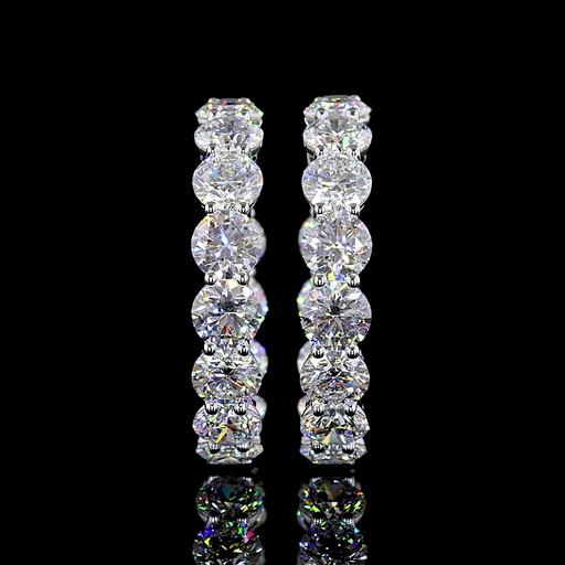 [ER14WHPRD1200P] 12.17 Cts 14k White Gold Round Shape Hoops Earring