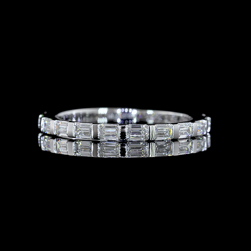 [EB14W3/4EM85HBEW] 0.87 Cts 14k White Gold Emerald Shape 3/4 Band Eternity Band