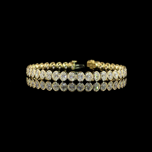 [BC14YTSOV800BNS] 8.21 Cts 14k Yellow Gold Oval Shape Tennis Bracelet