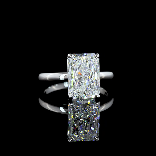 [RG14WSORAD400PNS] 4.14 Cts 14k White Gold Radiant Shape Solitaire Ring