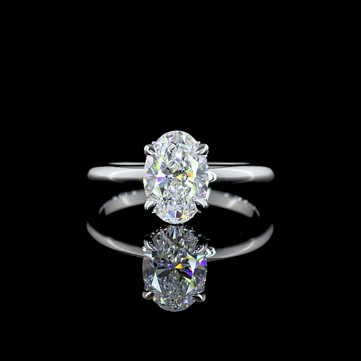 [RG14WHHOV150RDPNS] 1.64 Cts 14k White Gold Oval Shape Hidden Halo Ring