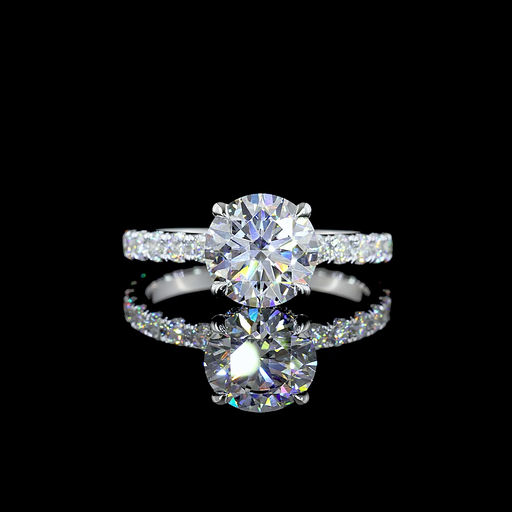 [RG14WHHRD300RDP] 3.02 Cts 14k White Gold Round Shape Hidden Halo Ring