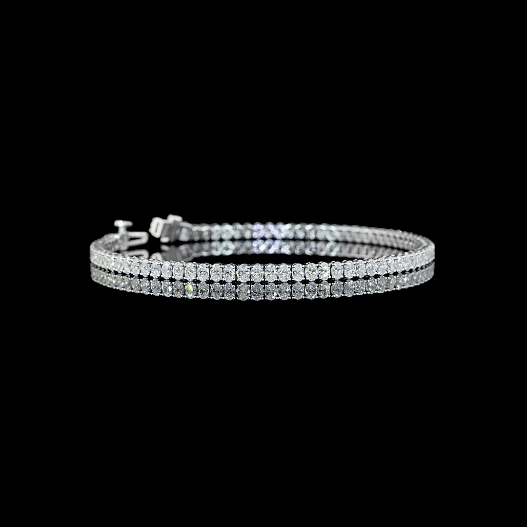4.18 Cts 14k White Gold Oval Shape Tennis Bracelet