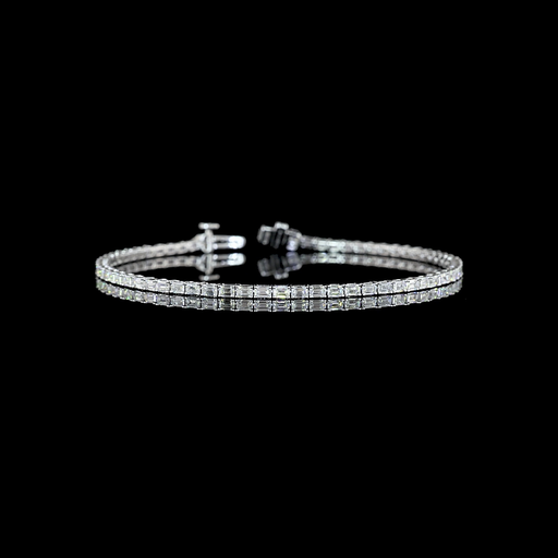 [BC14WTSEM275PEW] 2.98 Cts 14k White Gold Emerald Shape Tennis Bracelet