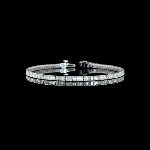 [BC14WTSEM400PNS] 4.03 Cts 14k White Gold Emerald Shape Tennis Bracelet